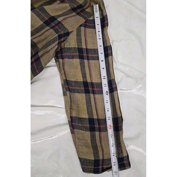 Free People CP Shades Lara Tunic Plaid Dress 100% Linen Brown Blue Women’s Sz XL - Picture 8 of 8